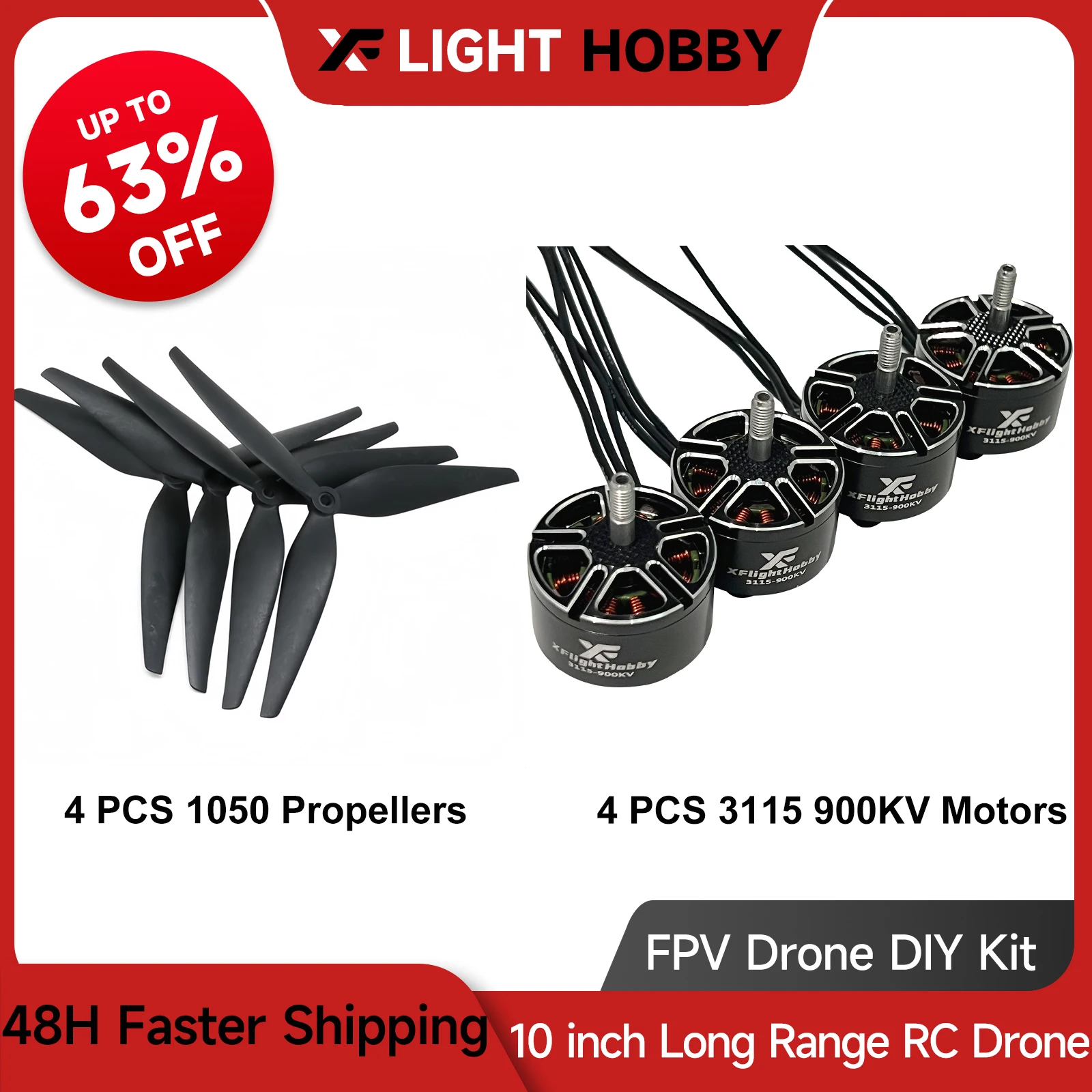 

Xflight Hobby 4pcs 3115 900KV 3-6S Brushless Motor for Remote Control Multirotor Replacement for X-Class FPVRacing Quadcopter