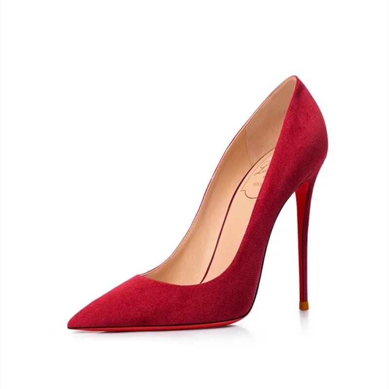 

HLTINO Fashion Women Flock Pumps for Winter Brand Designer High Heels Elegant Heeled Shoes