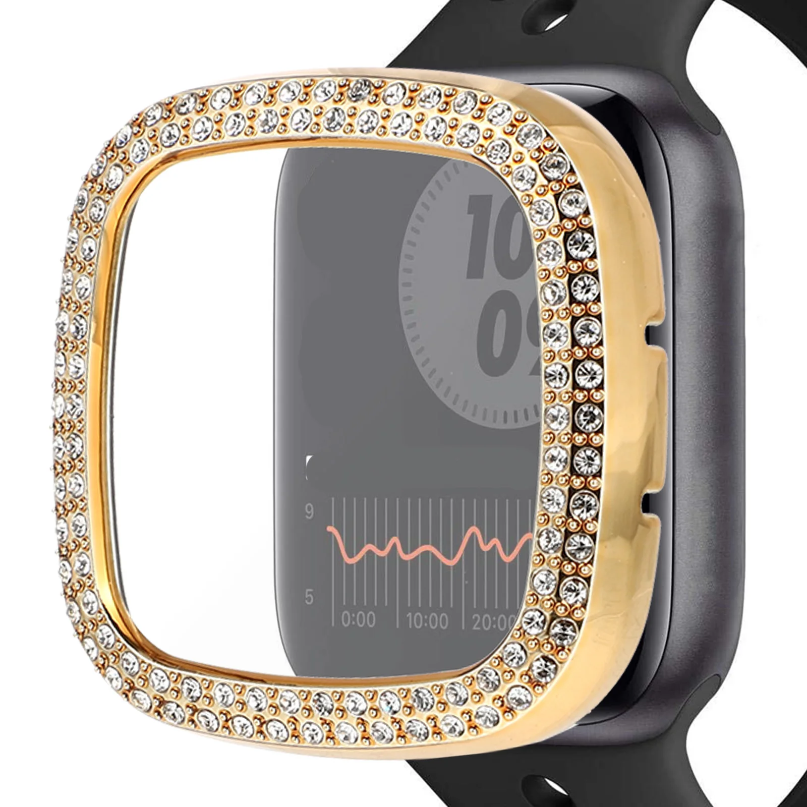 Electroplating Protective Shell Watch Cases Full Cover Compatible for Fitbit Tempered Film Easy Install Remove