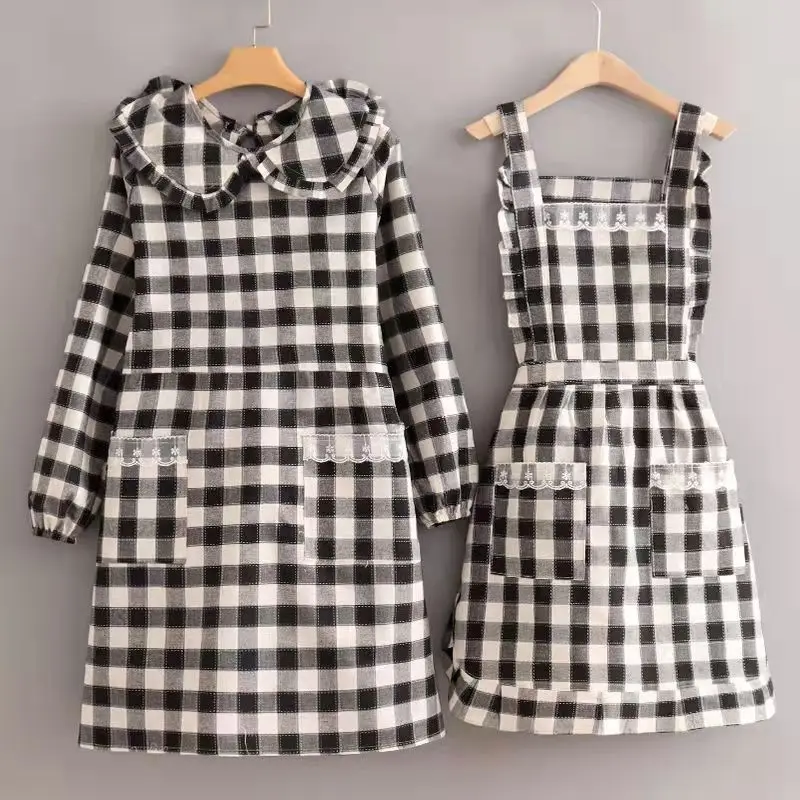 Fashion Cute Waterproof Apron Adult Female Oil-proof Coverall Home Kitchen Japanese Long-sleeved Overalls Apron