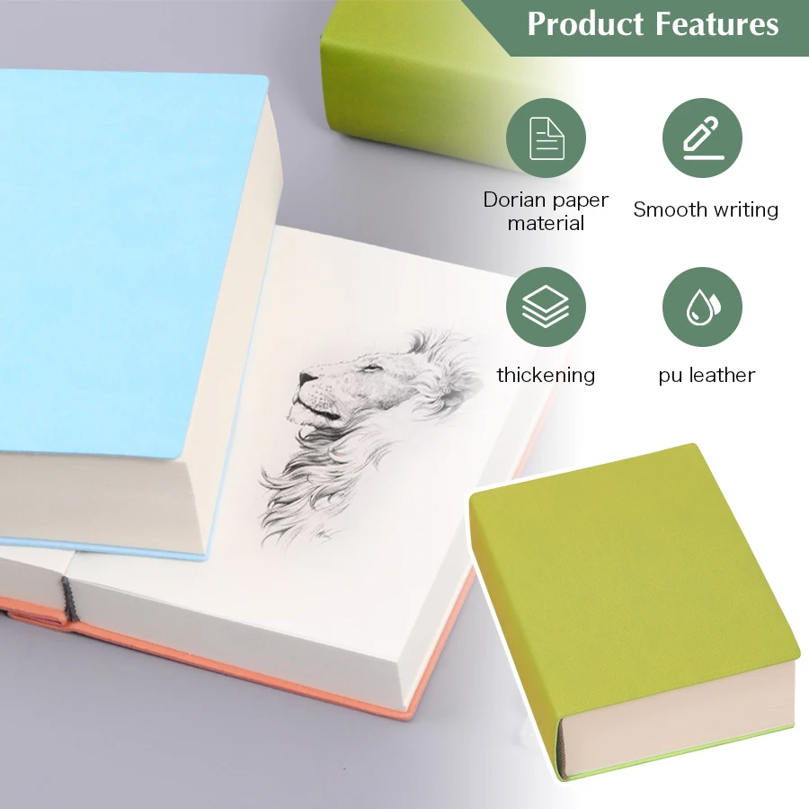 720-seitiges, ultradickes, leeres Skizzenbuch mit Innenseite, PU-Einband, minimalistisches Design, klein und frisch, DIY-Büro/Malerei – Detail 4