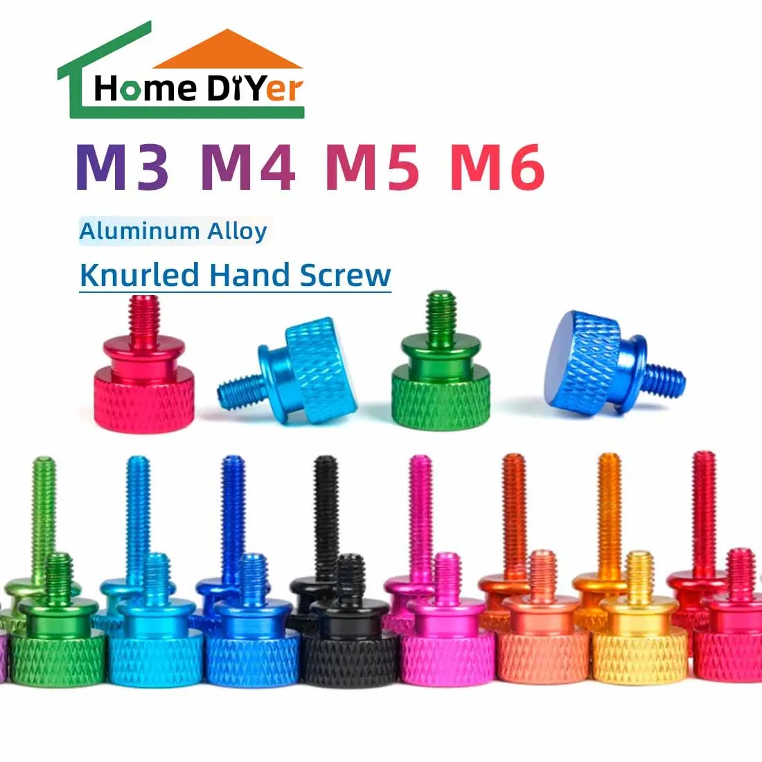 

10Pcs M3 M3.5 M4 Aluminum Step Thumb Screw Computer Case Screw Knurled Hand Grip Knob Bolts Thumbscrews Anodized Colors L=5-20mm