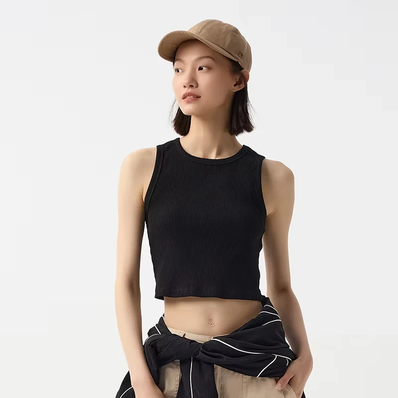 

Vest women's short tight round neck simple 2025 spring and summer new solid color top versatile