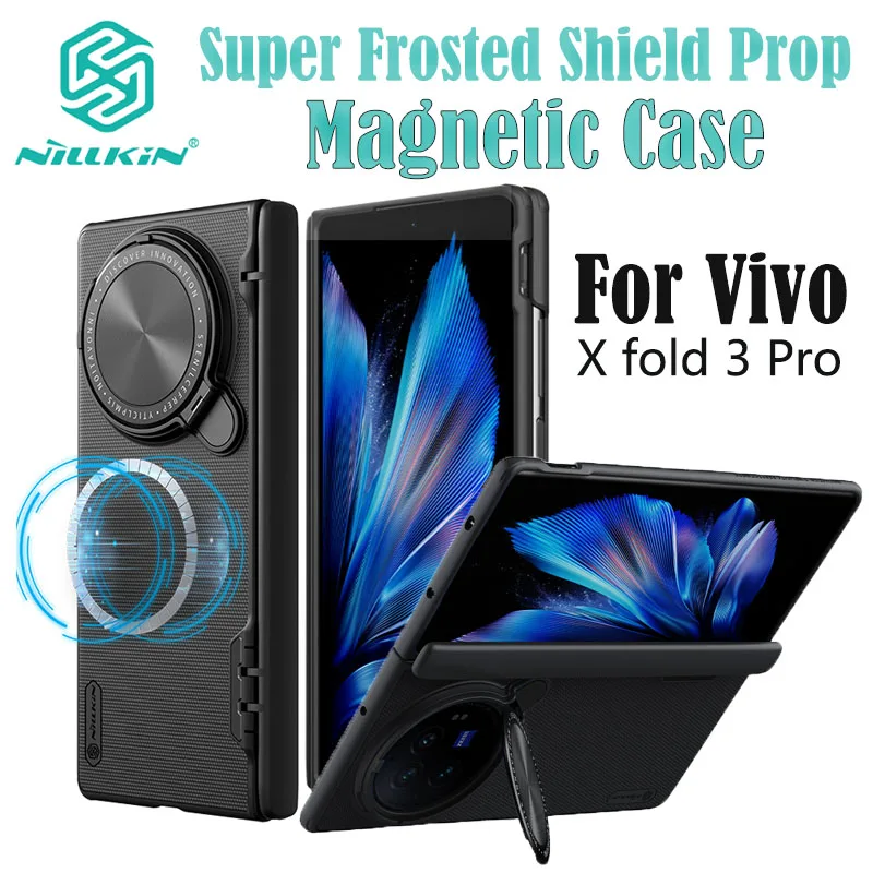 

For Vivo X Fold 3 Pro NILLKIN Frosted Shield Prop Magnetic Case Lens Cover Stand MagSafe Cases Camera Cover Holder Folding Cover