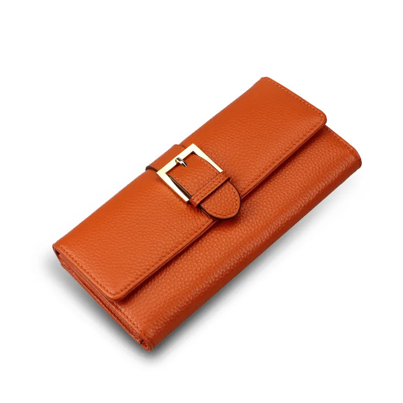 

Women Long Purse Genuine Leather Flap Clip Wallet Solid Fashion Wallets