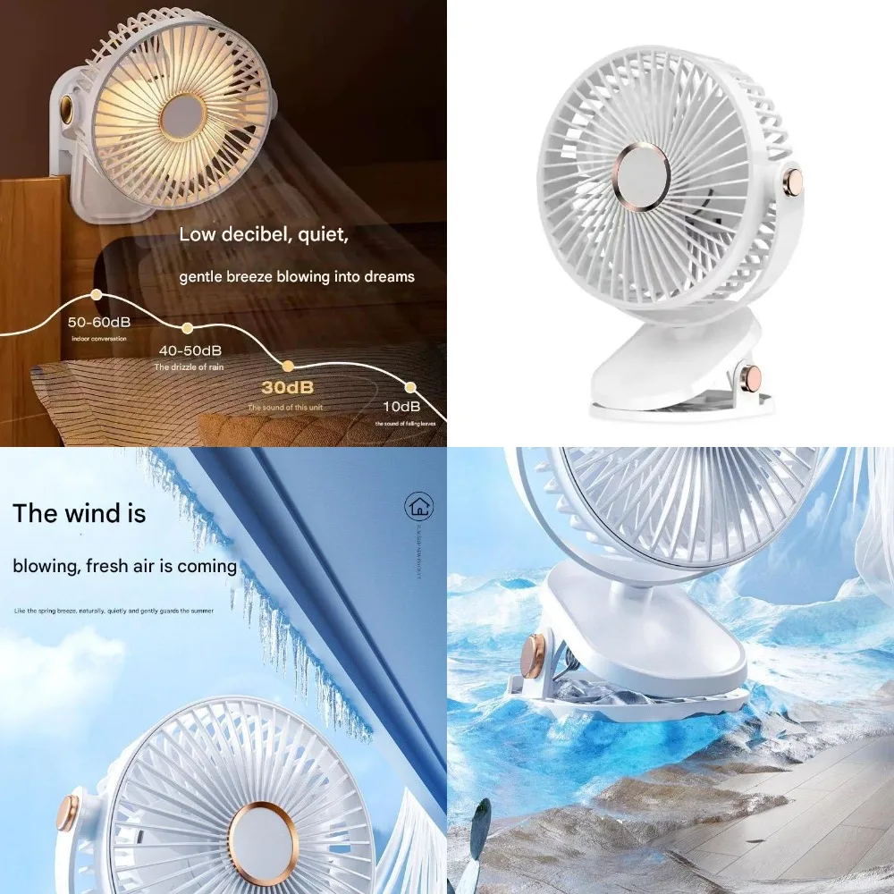 

Перезаряжаемый через USB мини-вентилятор с зажимом, тихий портативный настольный вентилятор для офиса, общежития, детской коляски, путешествий, компактный охлаждающий вентилятор для Persona