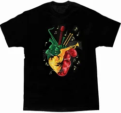 Camiseta Cheavyweight para amantes del Reggae, corazón jamaiquino, Reggae, música Rastafari Manga corta de algodón para hombre, cuello redondo, verano, nuevo