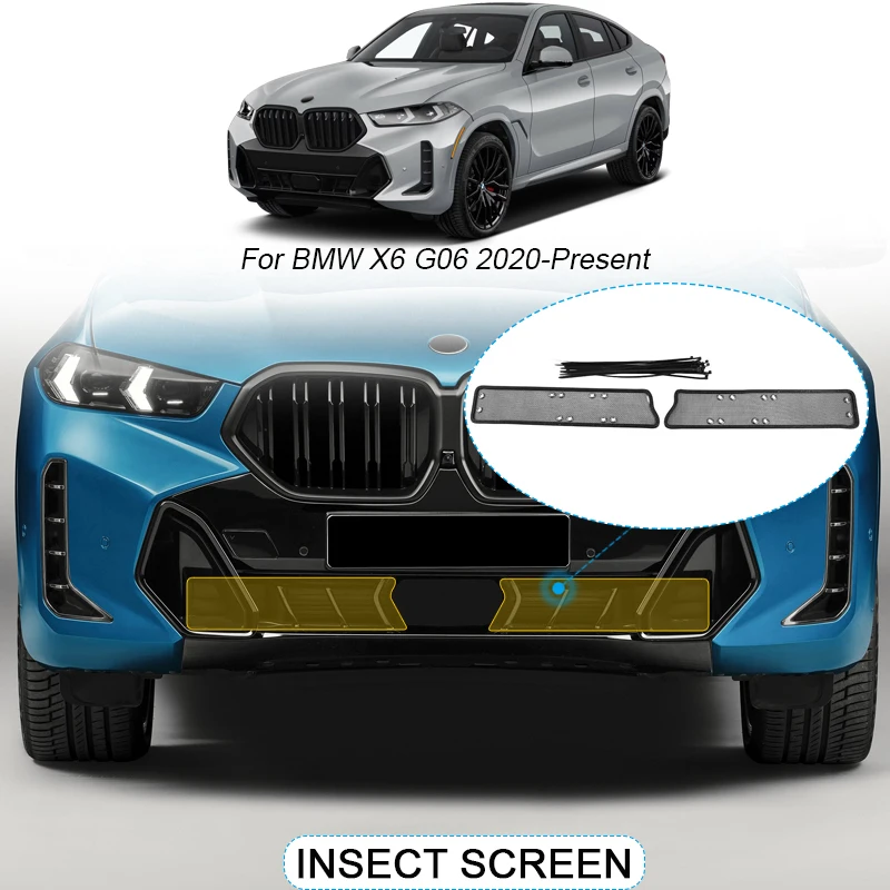 Car Insect-proof Air Inlet Protection Cover For BMW X6 G06 2020-2025 Airin Insert Net Auto Vent Racing Grill Filter Accessory