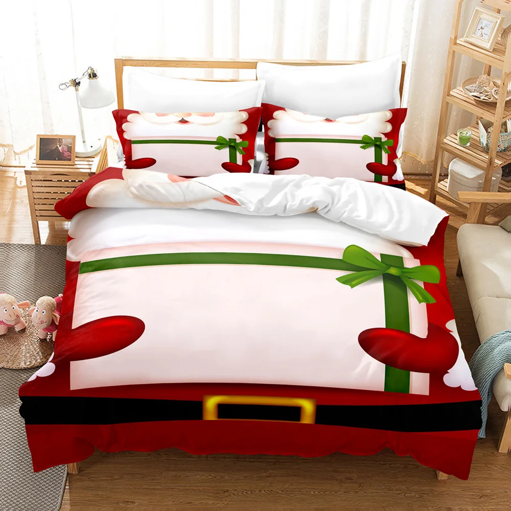 

Christmas Three Piece Festive Set Quilt Cover Santa Claus Christmas Tree Elk Bedding Wrapped in Warmth Have A Good Night’s Sleep