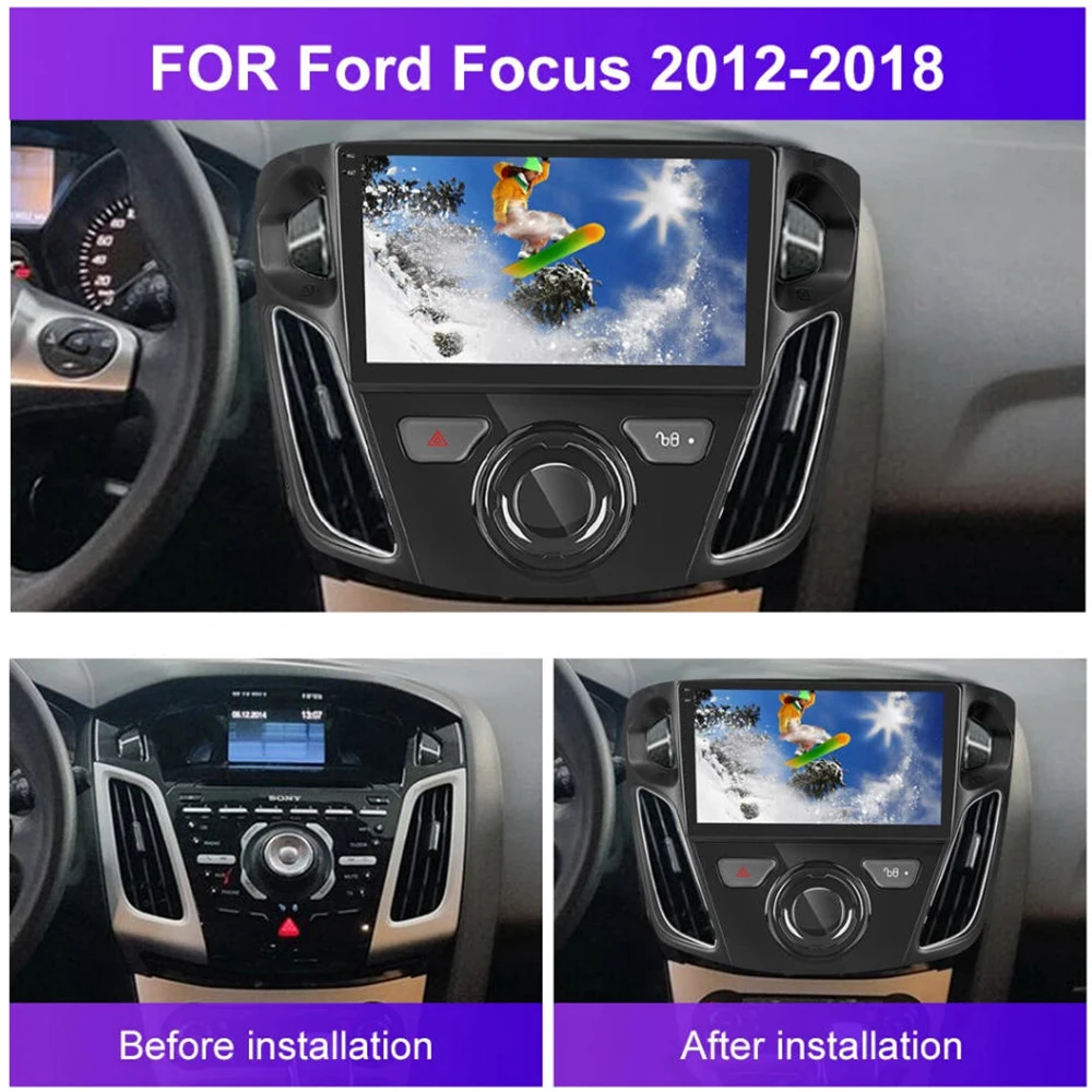 GPS 9“ For Ford Focus 2012-2017  Wireless CarPlay Android 15 Car Radio WIFI Multimedia Player Head Google Camera 4GB+64GB