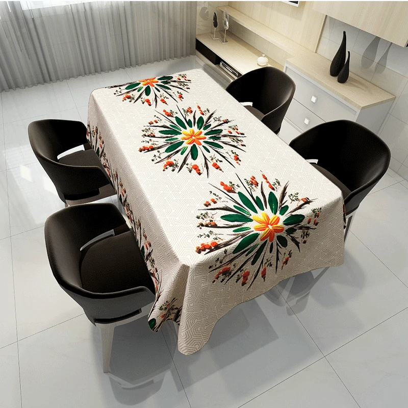 Mandala Flower Pattern Tablecloth Cover Washable Antifouling Rectangular Dining Table Cover Kitchen Living Room Mantel Mesa