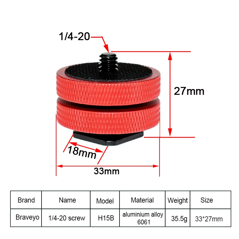 1/4 Double Layer Hot Shoe Photography Equipment Accessories Live Streaming Tripod Accessories Camera Screw Flash Connection Base