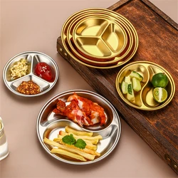 Stainless Steel Pepper Roast Meat Sauce Dishes Round Seasoning Tray Hotpot Condiment Dipping Plate Kitchen Spice Dish Tableware