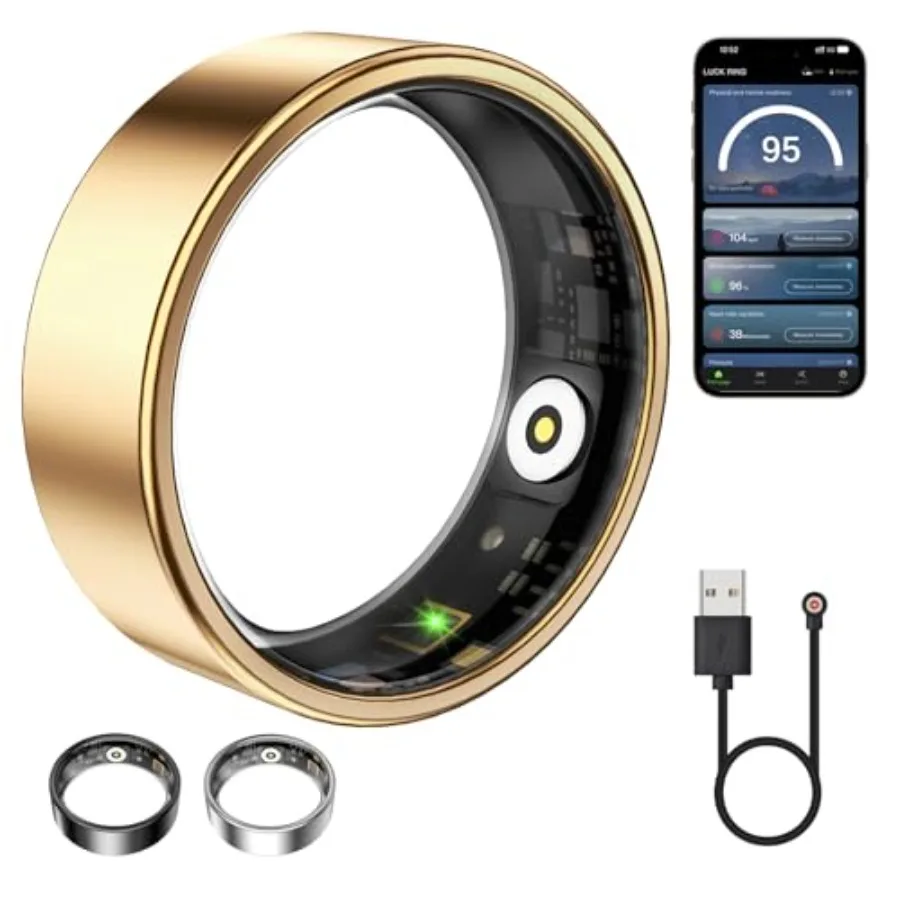 Smart Ring for Women and Men, Fitness Tracker with Heart Rate, Blood Oxygen, Sleep Monitoring, Long-Lasting Battery, No Subscri
