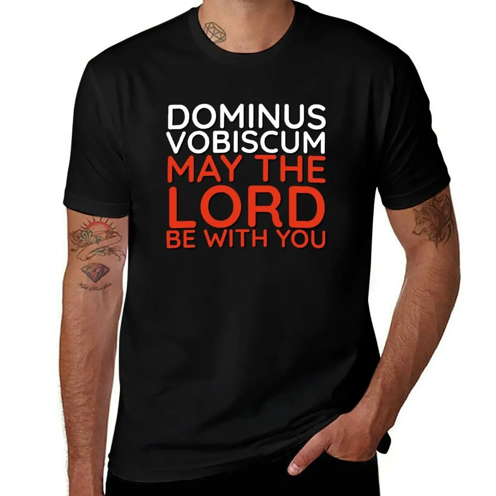 

Traditional Catholic Latin Mass Dominus Vobiscum T-Shirt heavyweights cotton man t-shirts cotton graphic tees Blouse t shirt men