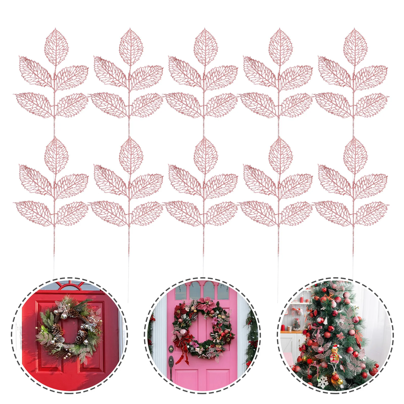 

10Pcs Christmas Decorative Leaves Artificial Rose Leaves for Unforgettable Party Tree Decoration Party Adornment