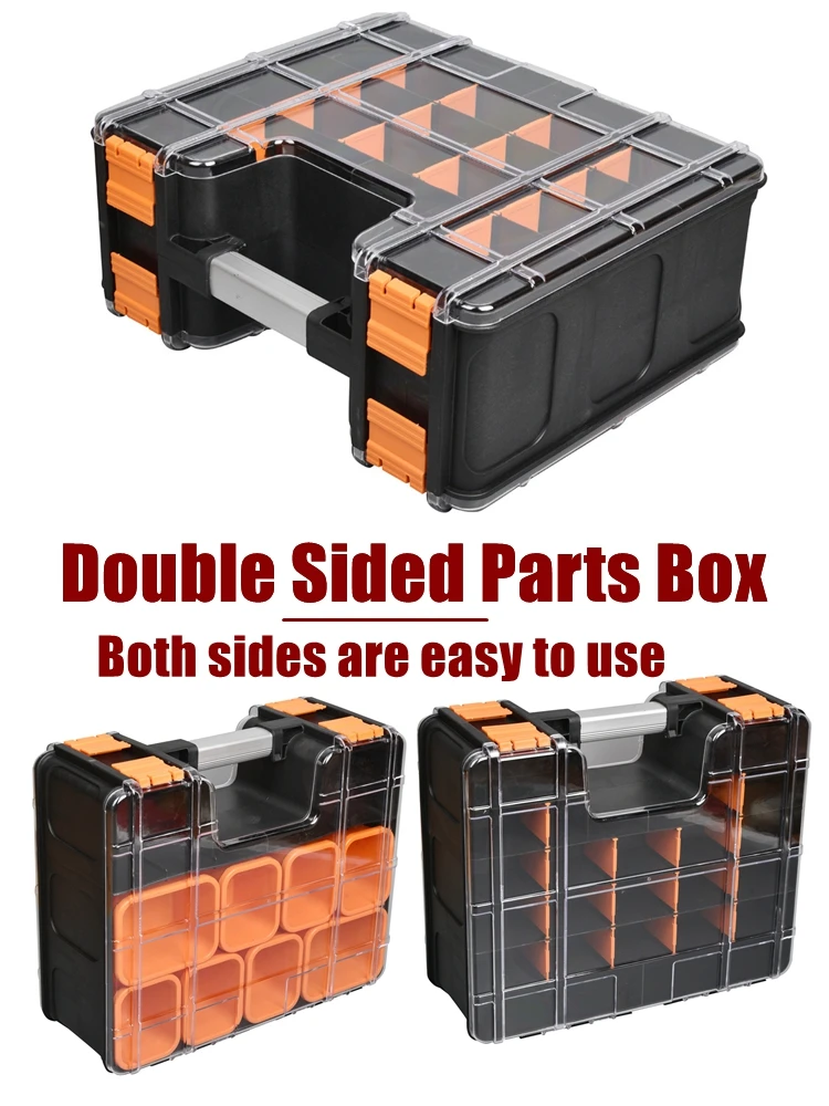 Double-side Parts Toolbox Portable Parts Box Screw Storage Box Hardware Tool Case Multi-grid Bolt Organizer Box Parts Storage