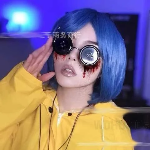 Horror Movies Coraline Cosplay The Key Necklace Props wig Hairclip Secret Door Button Glasses Halloween Scary Roleplay