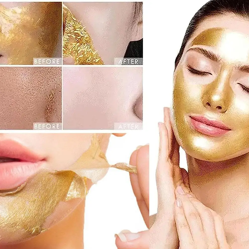 80ml Gold Peel Off Facial Mask, Golden Exfoliating Mask For Blackhead And Pore Cleansing, Gold Foil Tear Off Mask Deep Cleansing