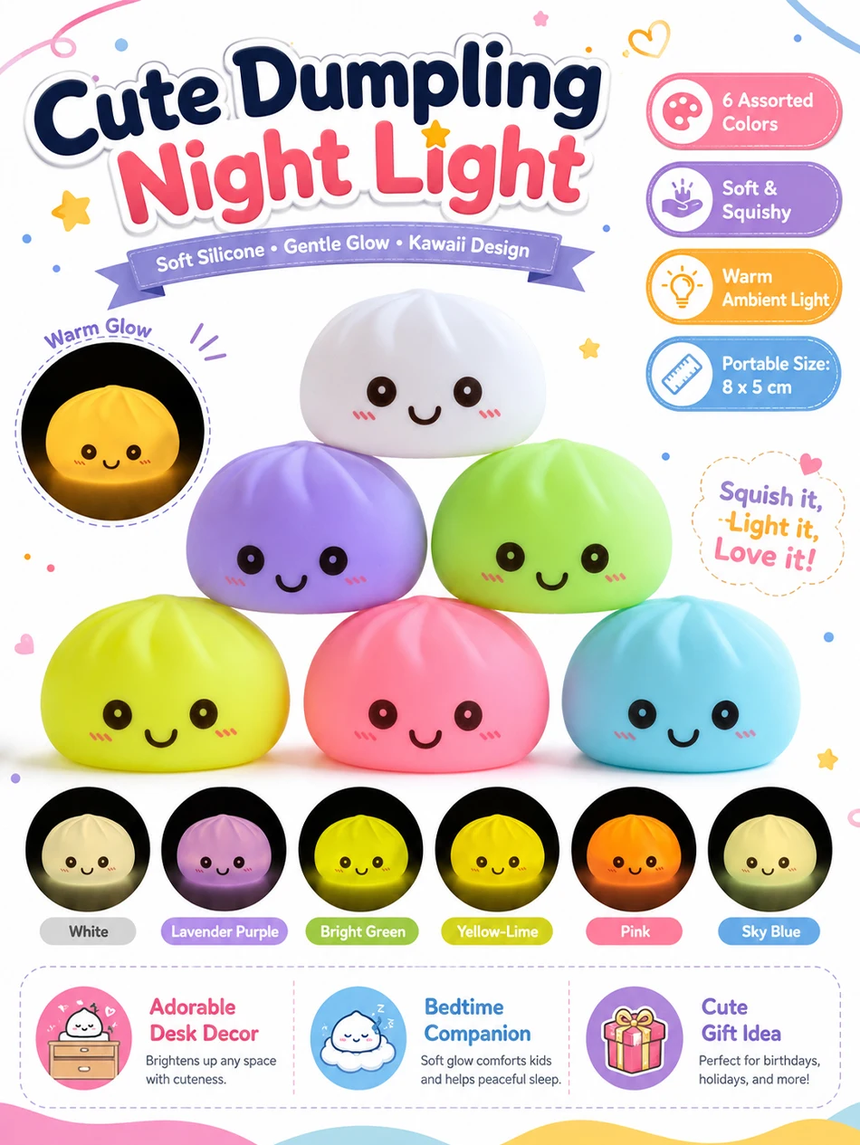 2027 Neue Dumpling-Nachtlichter Leuchtende Dumplings Tischdekoration Niedliche Leuchtende Dumpling-Dampfgarer-Box Kawaii Dumpling-Lichter Geschenke – Detail 1