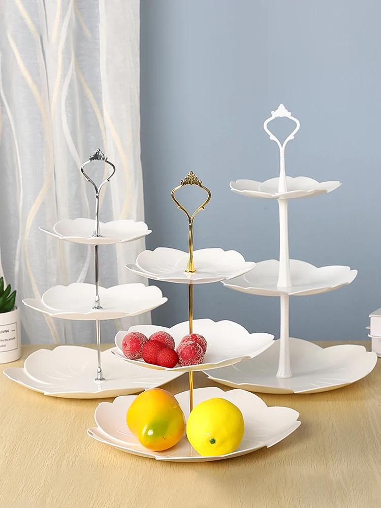 3Layer Cake Stand Rack White Plastic Fruit Cake Plate Dessert Holder Christmas Wedding Party Dessert Tray Home Table Supplies