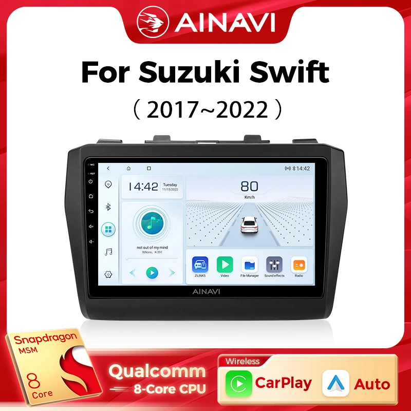 Ainavi Car Multimedia Player For Suzuki Swift 2017 2018 2019 2020 2021 wireless Carplay Android Auto 4G Wifi 2din