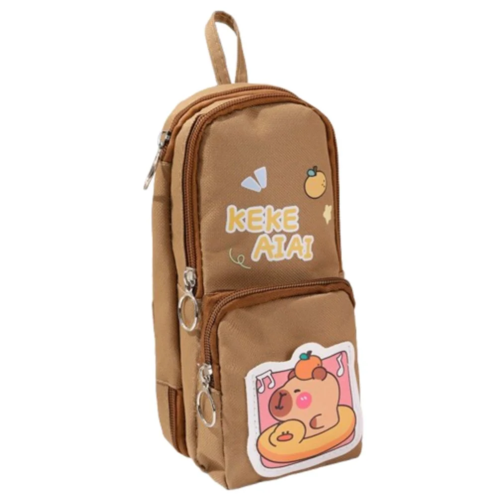 6 Schicht 11 Taschen Capybara Bleistiftbeutel Große Kapazität Tier Schultasche Form Federmäppchen Ästhetische Wasserdichte Reißverschluss Bleistiftbeutel