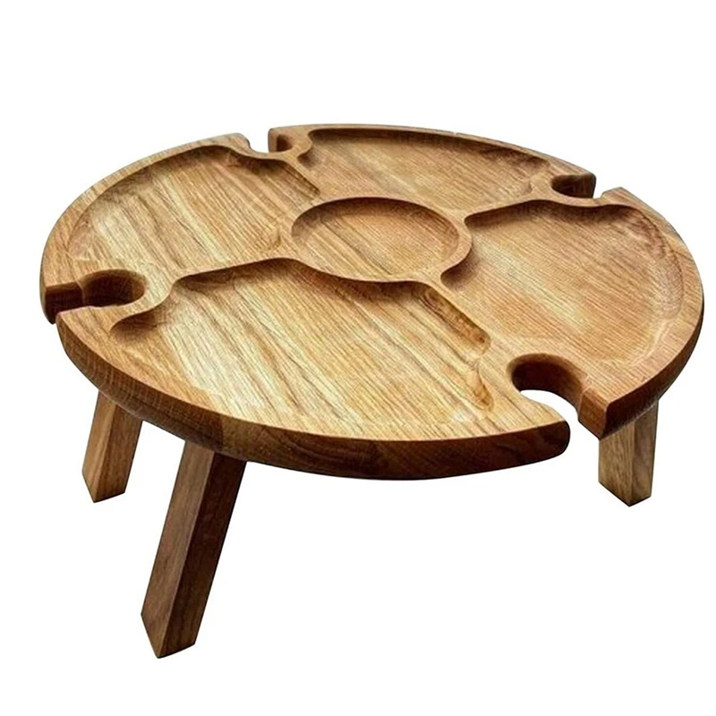 

3X Folding Portable Picnic Table, Outdoor Fold Up Lightweight Camping Camp Table Small Wood Wine Picnic Table,Small