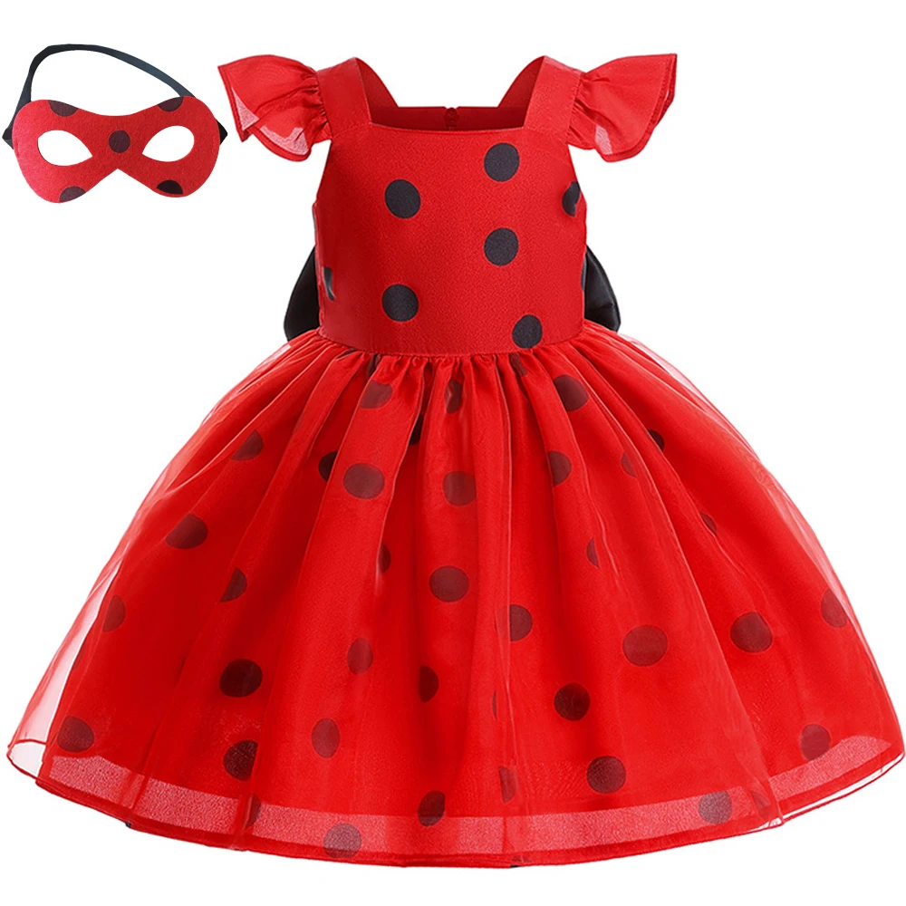 

Dot Printed Halloween Christmas Dress Carnival Party Princess Dresses For Girls Performance Evening Prom Children's Costume 5-8Y