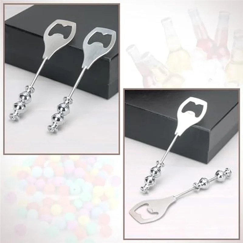 

P4-20Pcs Beadable Beer Opener Beer Bottle Opener Decorative Beaded Bottle Opener DIY Bead Bottle Opener