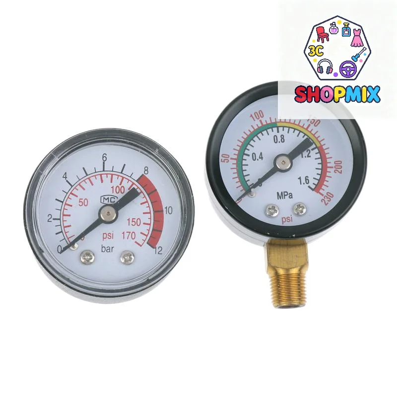 Pressure Gauge Air Compressor Pneumatic Hydraulic Fluid 0-12Bar / 0-170PSI Easy To Read Dial Measuring Instrument
