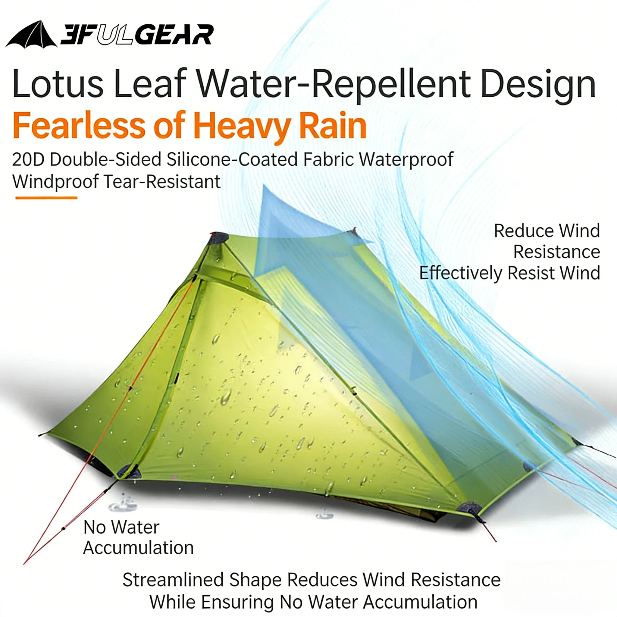 

Палатка 3F UL GEAR Lanshan 2 Pro Silpoly/Silnylon, ультралегкая, безкаркасная, с дверями T-zip, водонепроницаемая, для походов и кемпинга