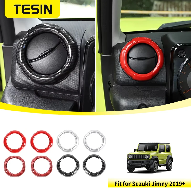 TESIN для Suzuki Jimny 2019 2020 2021 2022 2023 2024, декоративная крышка вентиляционного отверстия для автомобильного кондиционера, кольцо, аксессуары для интерьера TESIN для Suzuki Jimny 2019 2020 2021 2022 2023 2024, декоративная крышка вентиляционного отверстия для автомобильного кондиционера, кольцо, аксессуары для интерьера