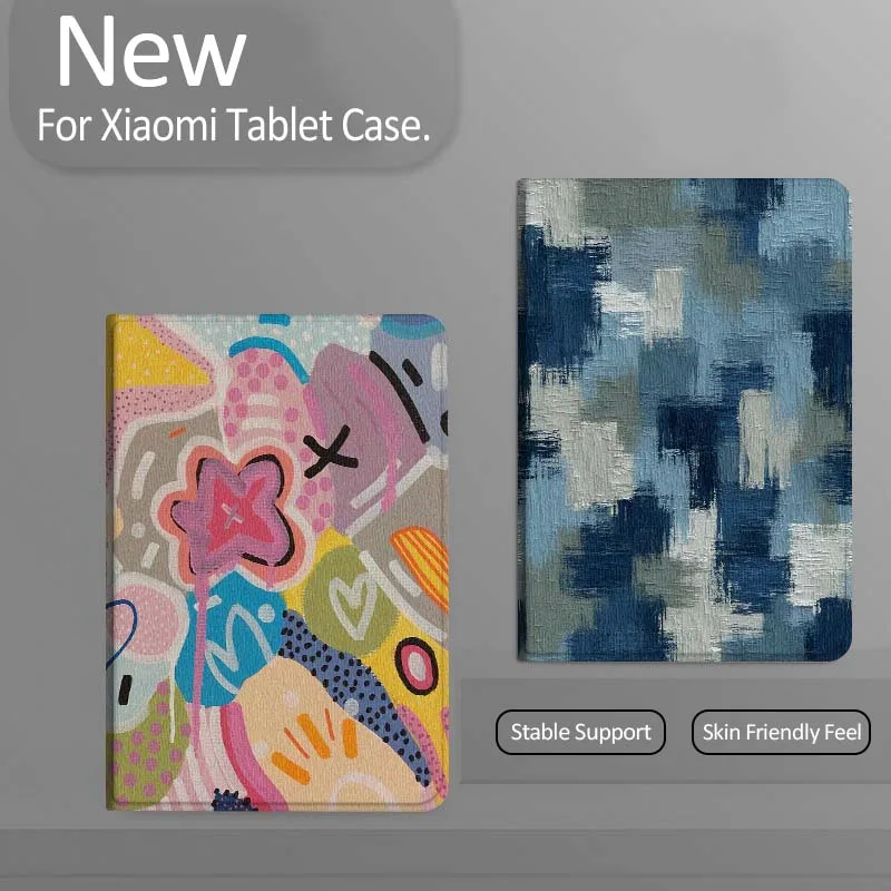 

Blue Gray Abstract Brush Tablet Case For Xiaomi Redmi Mini Pad SE K 2 4 5 6 7 8 2023 2025 11 8.8 11.2 10.1 Pro Gift