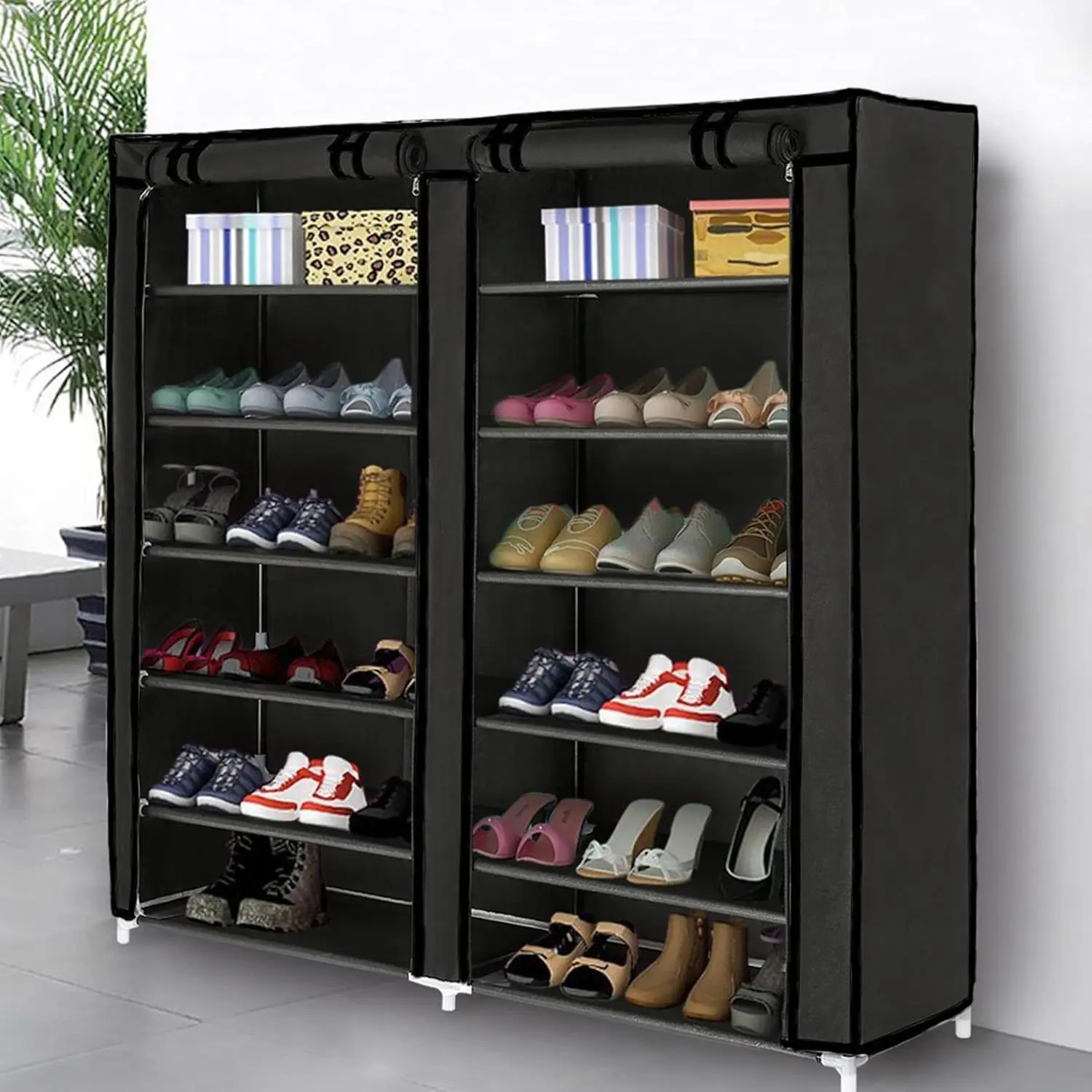 

Shoe rack, shoe cabinet, fold and pull it at the door, multi-layer with door dust-proof entry, simple storage rack