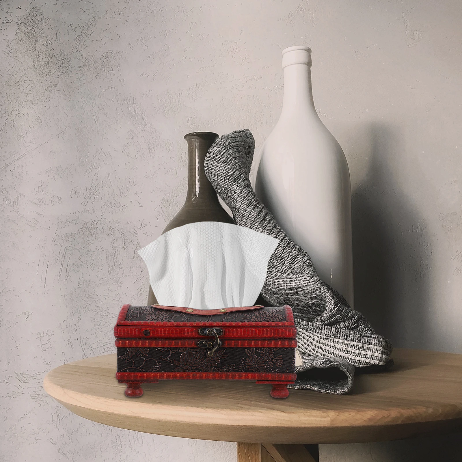 

Wooden Tissue Box Holder Vintage Napkin Dispenser Home Decor Paper Storage Container Tissue Box Household Organizer
