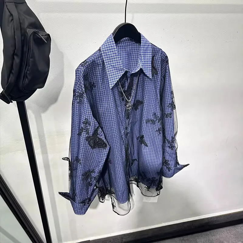 Men Casual Shirts Gothic Style Men's Clothing Spring Male High Street Autumn Black Shirts