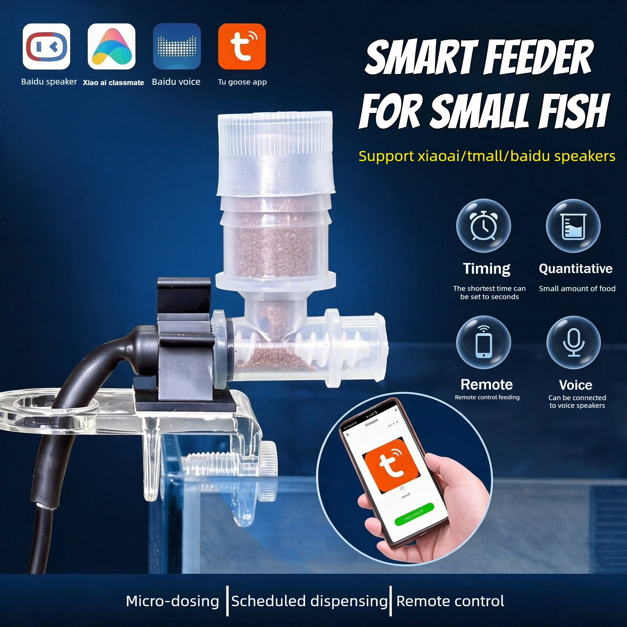 WiFi Smart Automatic Fish Feeder  Mini Aquarium Remote Timing Feeder Dosing Micro Food Dispenser for Guppy Fish Tuya APP Control