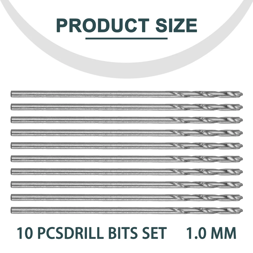Juego de brocas de molino de extremo, Kit HSS de 10 piezas, Mini herramienta de perforación de 1,0mm, vástago recto en espiral, práctico de alta calidad