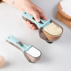 2pcs Adjustable Measuring Cups & Spoons ,for Dry & Liquid Ingredients ,Adjustable measuring spoon set, Kitchen Tools