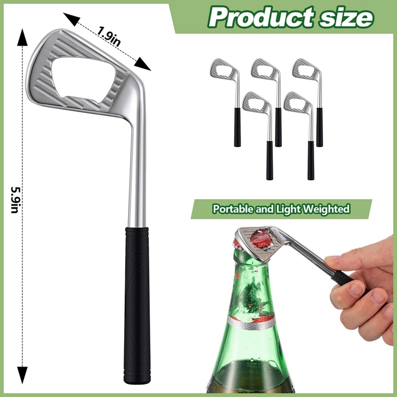 Y31A 5 Pcs Golf Club Bottle Opener Novelty Beer Gift Golf Decoration Beer Opener for Golfer Golf Lover Beer Enthusiast