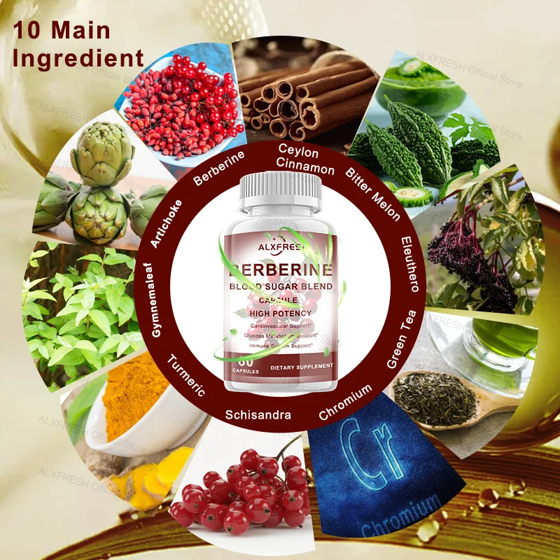 كبسولات بربرين لتنظيم نسبة السكر في الدم وتحسين مقاومة الأنسولين ومتلازمة المبيض البولي والأوعية الدموية والكرسي الدهني