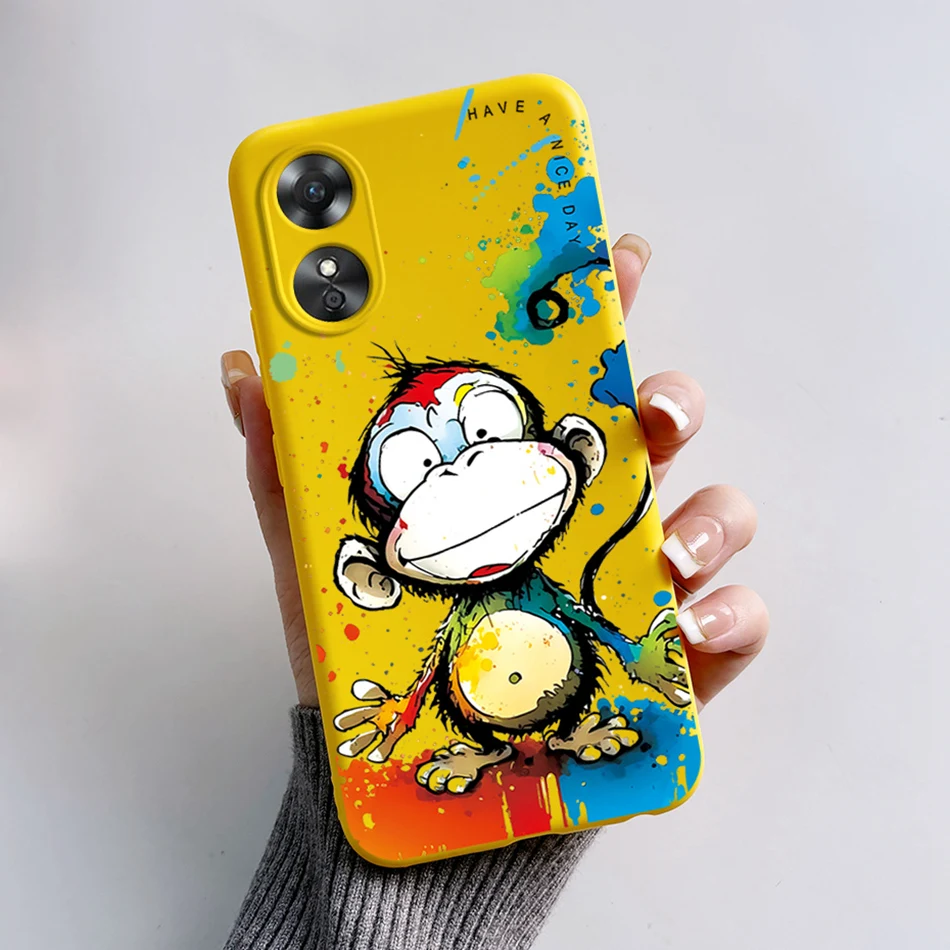 For OPPO A17 A17K Phone Case Cute Cartoon Frog Soft Silicone Matte Cover For Coque OPPOA17 OPPOA17K A 17 A 17K Shockproof Fundas