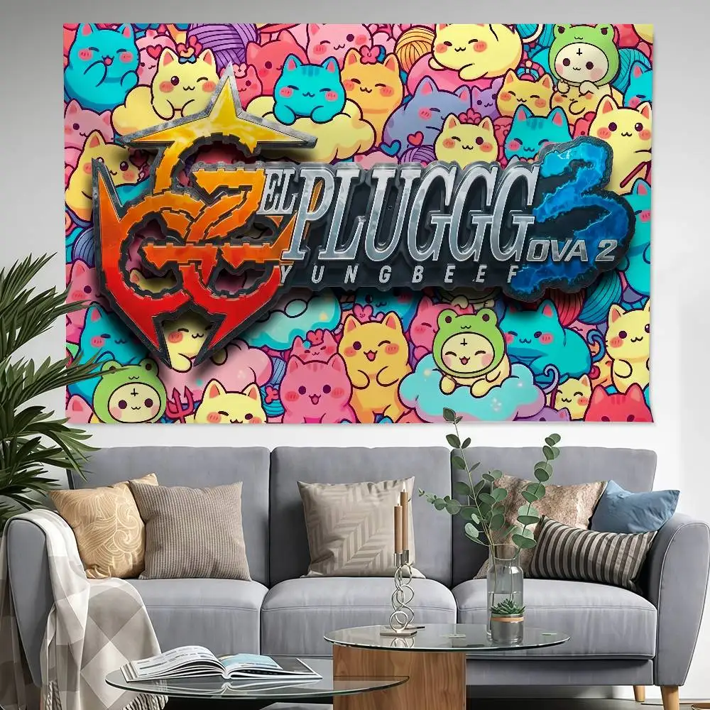 

Rapper Y-Yung Beef EL PLUGGG 3 OVA 2 150x200cm 60x90cm Flag Decoration Outdoor Picnic Party Home Camping Party Art Hanging Banne