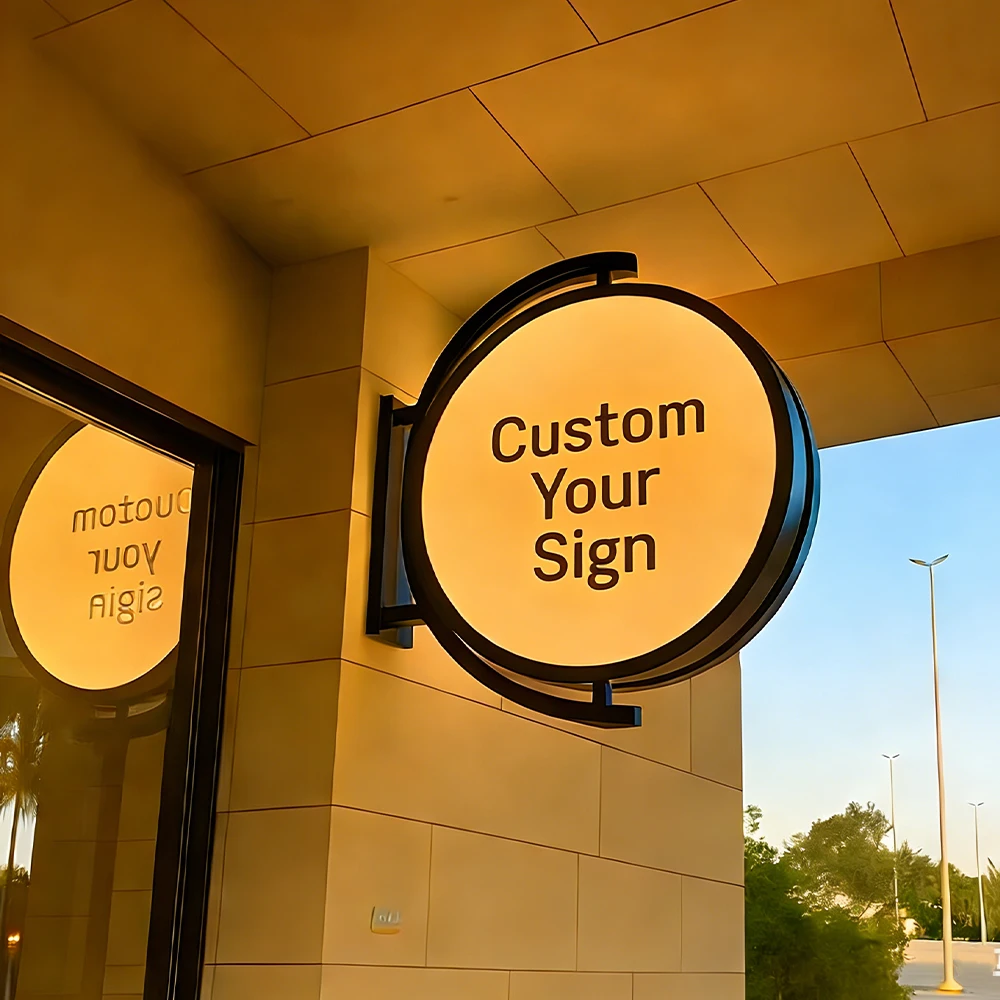 Custom Business Light Box Rotating Outdoor Large Sign Business Laser cut Metal Sign 3D Wall Logo For Shop Salon Hotel Decor Sign