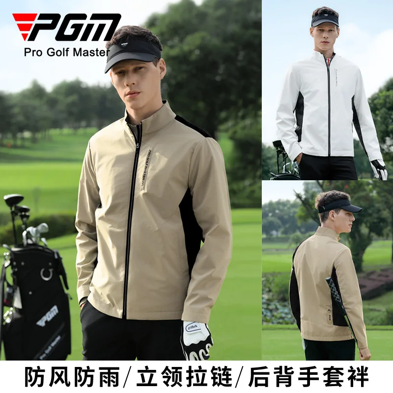 PGM2025 Mens Golf Windbreaker Waterproof Stand Collar Jacket Autumn Winter Training Wear