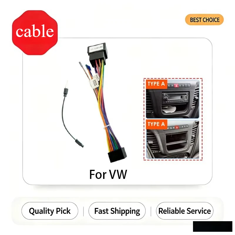 Car Radio Harness Adapter 16Pin CAN Bus Adapter For Volkswagen(all VW low-end)power cord Connector Car Android Cable