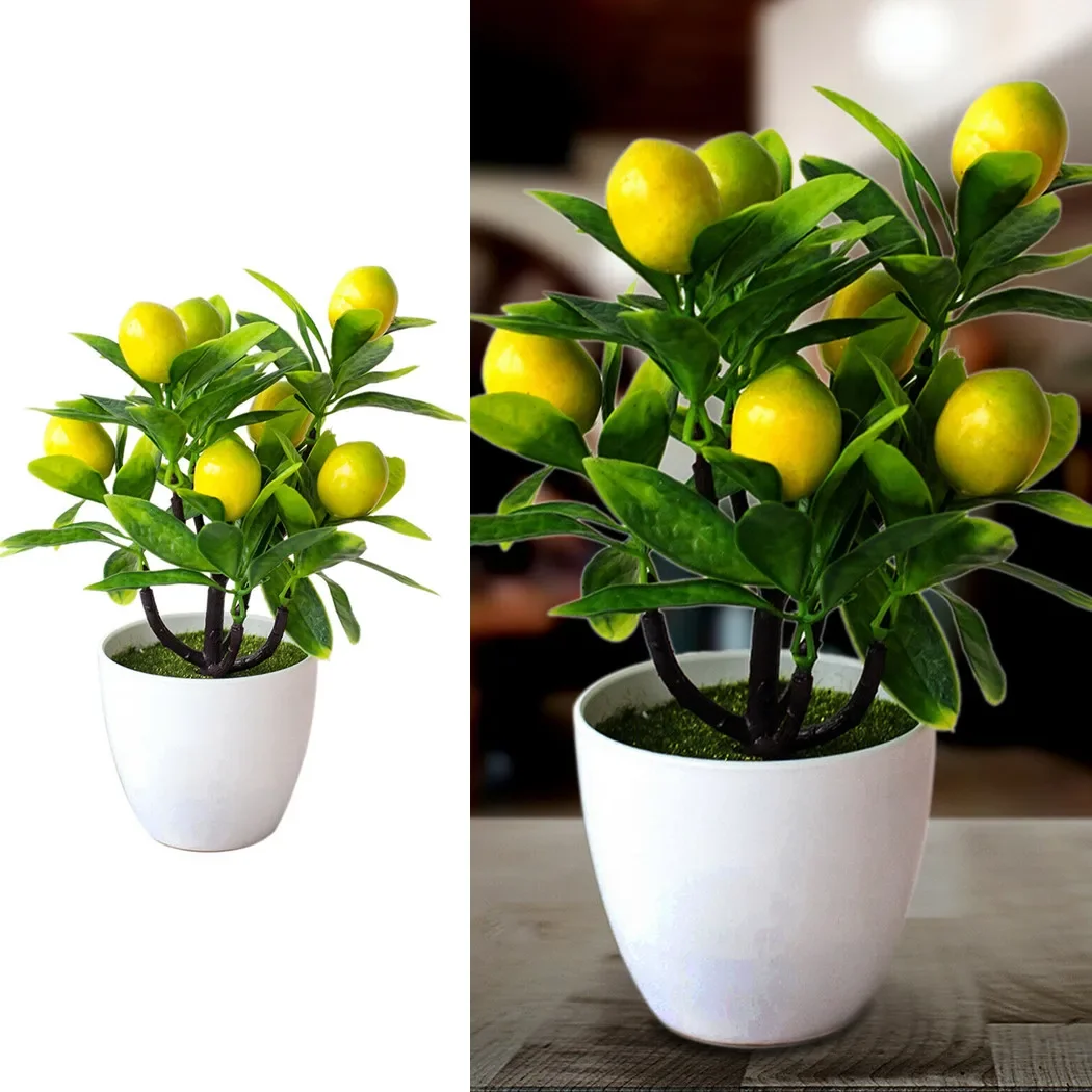 Künstliche Frucht Zitronen baum simuliert Bonsai künstliche Topf blume simulierte grüne Pflanze für Büro Bad Küche Balkon