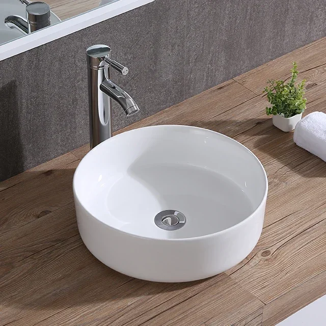 

YYHC-Factory Sales Bathroom Ceramic Sink White Art Basin Round Countertop Wash Basin