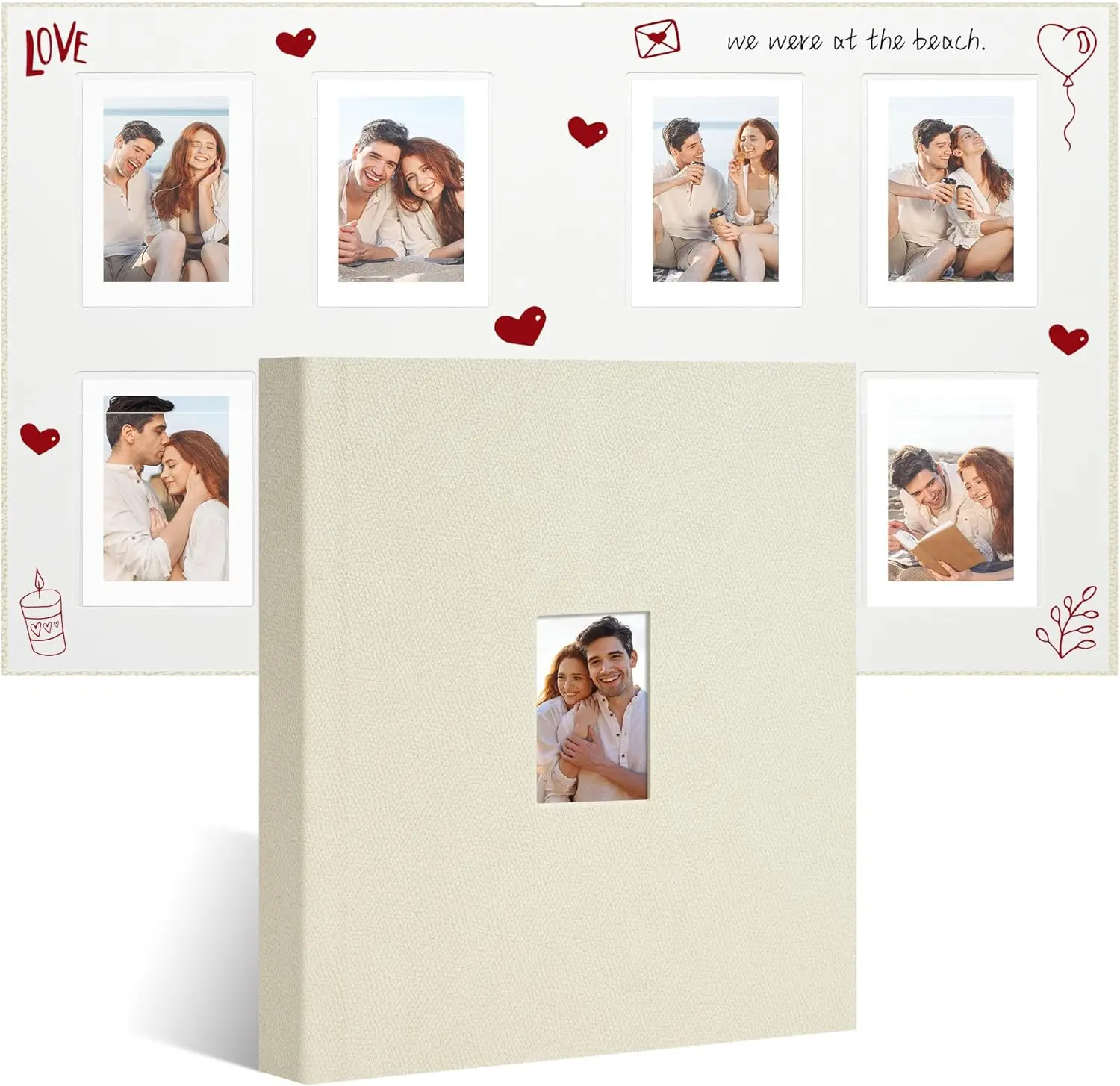 

Photo Album with PU Leather Cover, 128 Pockets Instax Photo Album with Writing Space for 2x3 Pictures Fits for Fujifilm